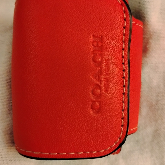 Coach Red Leather Airpod Pouch - Picture 4 of 9